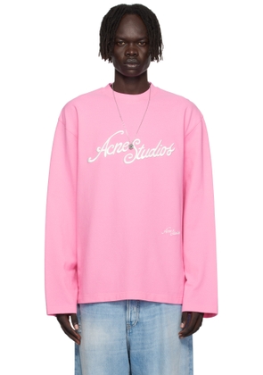 Acne Studios Pink Logo Relaxed Fit T-shirt