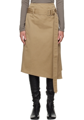 Acne Studios Beige Belted Twill Midi Skirt