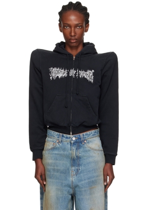 VETEMENTS Black Cradle of Filth Logo Extreme Shoulder Hoodie