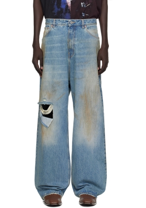 VETEMENTS Blue Distressed Baggy Jeans