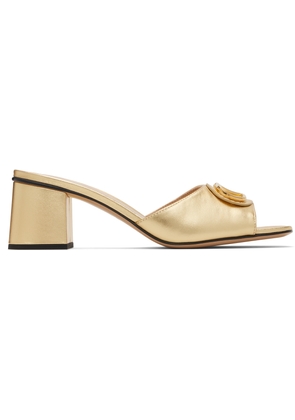 Valentino Garavani Gold VLogo Signature Slide Heeled Sandals
