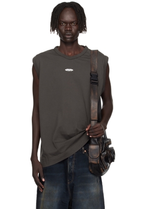 VETEMENTS Brown Oval Logo Jersey Tank Top