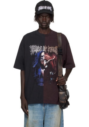 VETEMENTS Black & Burgundy Cradle of Filth Cut-Up Oversized T-shirt