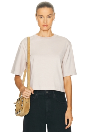 Enza Costa Short Sleeve Supima Structured Tee in Parchment - Tan. Size L (also in M, S, XS).