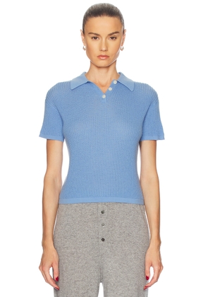 Guest In Residence Shrunken Cashmere Polo in French Blue - Blue. Size L (also in XL).