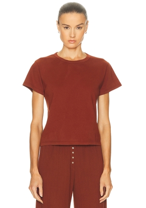 LESET The Margo Tee in Cinnamon - Rust. Size L (also in M, S, XS).