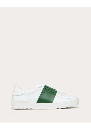 Valentino Garavani Calfskin Open Sneaker Man WHITE/GREEN 42