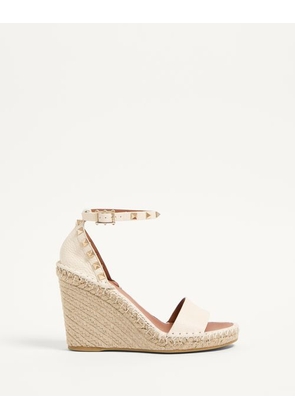 Valentino Garavani DOUBLE ROCKSTUD GRAINY CALFSKIN WEDGE SANDAL 105 MM Woman n/a 38
