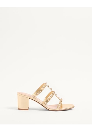 Valentino Garavani Rockstud Slide Sandal In Laminated Nappa Leather 60Mm Woman ANTIQUE BRASS 35