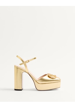 Valentino Garavani Vlogo Signature Platform Pump In Laminated Nappa 115Mm Woman ANTIQUE BRASS/CRYSTAL 36.5