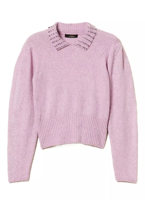 TWINSET embellished polo-collar sweater - Pink