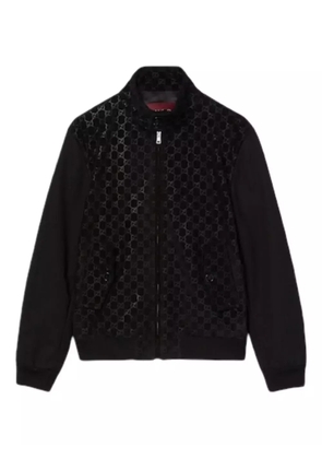 Gucci GG-pattern suede bomber jacket - Black