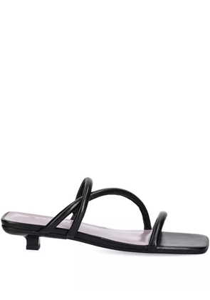 BY FAR 35mm leather-wrapped kitten-heel slides - Black