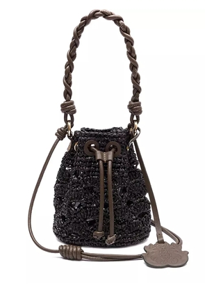 Isla braided-handle crochet mini bag - Black