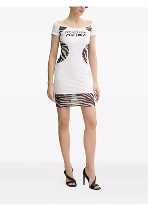 Versace Jeans Couture zebra-print mesh insert dress - White