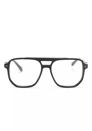 Philipp Plein Eyewear logo-plaque pilot-frame glasses - Black