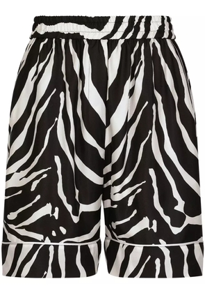 Dolce & Gabbana zebra-print twill pajama shorts - Black