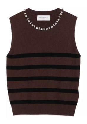 ERMANNO FIRENZE embellished striped top - Brown