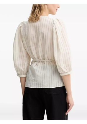 Sessùn puff-sleeve striped blouse - Neutrals