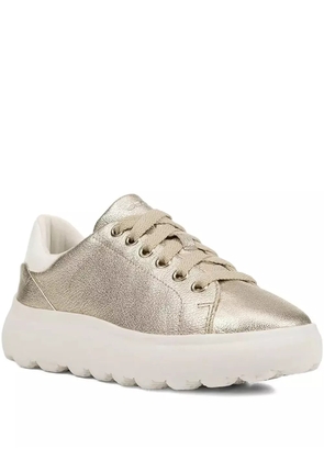 Geox Spherica EC 4.1 metallic-leather lace-up sneakers - Neutrals