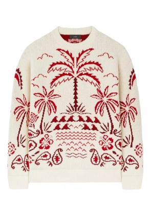 Alanui Glimpse Of Eden palm-tree paisley sweater - White