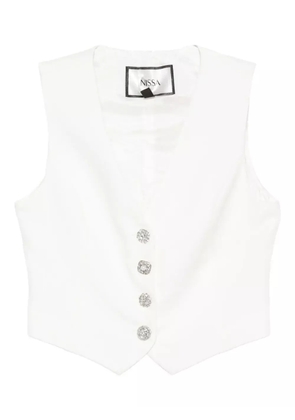 NISSA crystal-button sleeveless vest - White