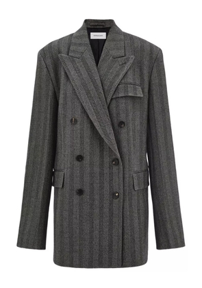 Ferragamo chevron-pattern double-breasted coat - Black