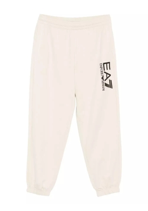 Ea7 Emporio Armani logo-print cotton trousers - Neutrals
