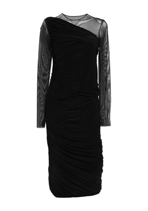 Norma Kamali draped long-sleeves midi dress - Black