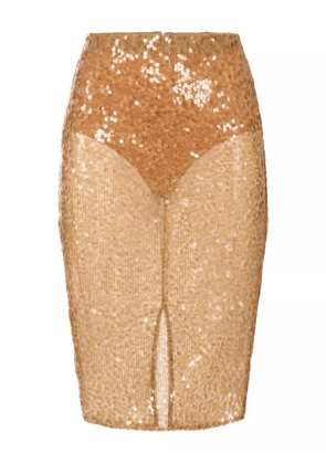 Elisabetta Franchi sequin-embellished midi skirt - Neutrals