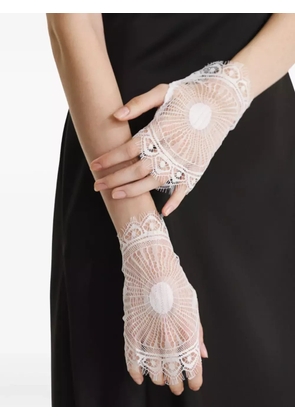 2310 STUDIO lace-detailed fingerless gloves - White
