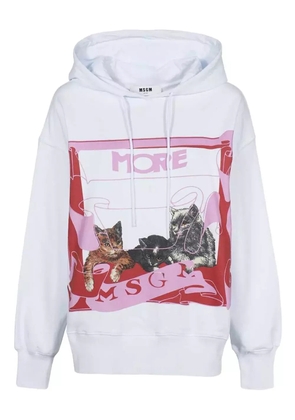 MSGM cat-print cotton hoodie - White