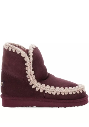 Mou crochet-trimmed suede boots - Red