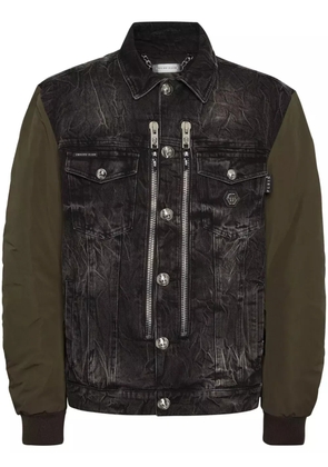 Philipp Plein contrasting-sleeve denim jacket - Grey