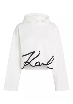 Karl Lagerfeld signature-hem hoodie - White