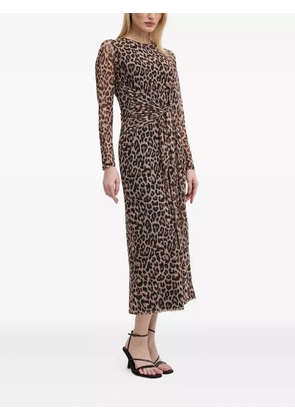 NEVER FULLY DRESSED leopard-print tie-front midi dress - Brown