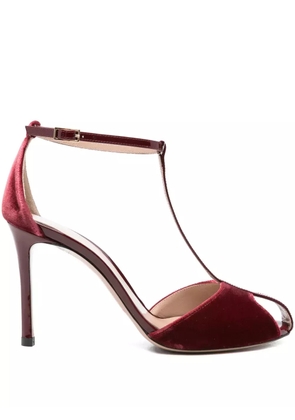 Emporio Armani 95mm velvet T-bar heeled pumps - Red