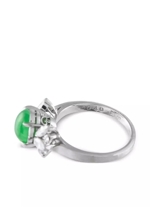 LB Exclusive platinum diamond and jade ring - Green
