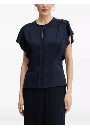 BOSS keyhole ruffle-sleeve top - Blue