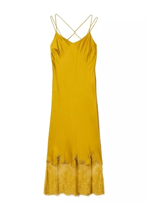 TWINSET satin lace-trim slip dress - Yellow