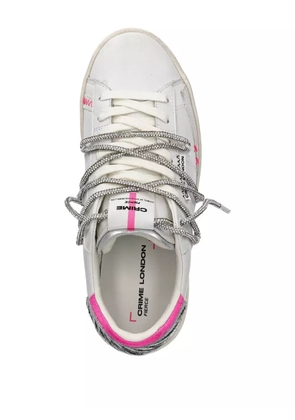 Crime London zebra-panel rhinestone sneakers - White