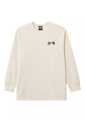 FINGERCROXX waffle-knit logo-embroidered sweatshirt - Neutrals