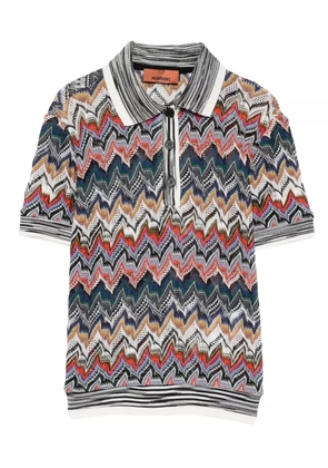 Missoni zigzag-knit polo shirt - Brown