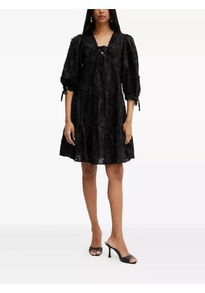Silvian Heach lace-up tiered mini dress - Black