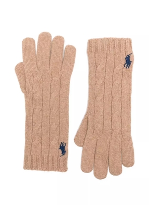 Polo Ralph Lauren cable-knit logo-embroidered gloves - Neutrals