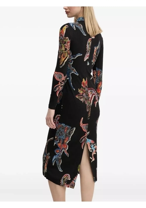 Desigual ribbed print midi dress - Black