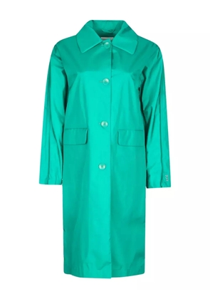 Add button-fastening collared coat - Green