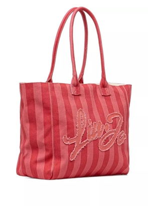 LIU JO striped logo-patch beach bag - Red