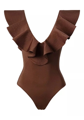 SOFIA ERHAN ruffle-detail swimsuit - Brown