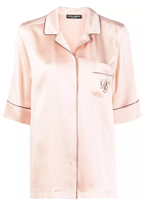 Dolce & Gabbana logo-embroidered pyjama-style shirt - Pink